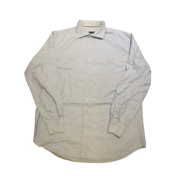 Bugatchi Other - Bugatchi Shaped Fit Mens XL Long Sleeve Button Down Shirt Blue Gingham Check